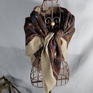 Italian Marco Corsari Square Scarf Eyelash Fringe